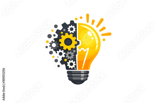 Light bulb design with gears showing the concept of innovation and creativity in technology and engineering work