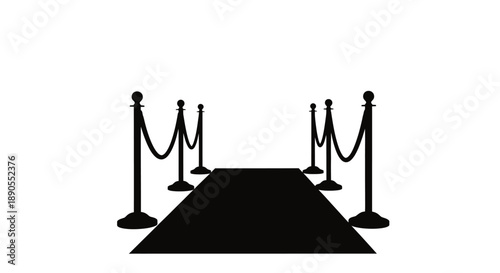 Red carpet entrance with velvet ropes a striking silhouette