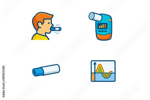 Breathing test device showing results for lung function in a medical setting during a health check-up