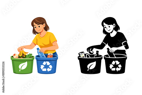 Person sorts waste into recycling bins while engaging in an important activity at home in a kitchen setting during the day