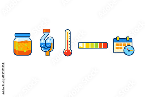 Different tools for measuring and tracking science experiments in a lab setting with clear visual elements