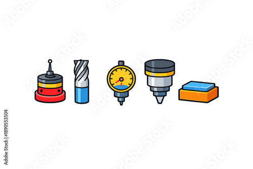 Various tools for machining on display in a workshop setting highlighting their functions and construction method