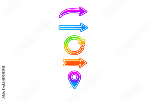 Colorful arrows and location marker show directions and navigation tips in a clear format for guidance and navigation use