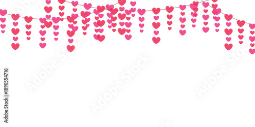 Carnival garland with heart for festive decoration in  pink color.	
