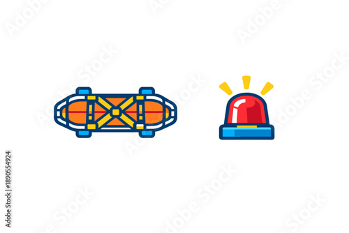 Rescue equipment and emergency light display in a simple design for safety awareness in emergency response scenarios