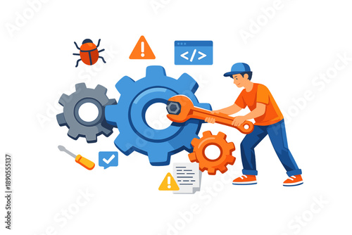 Fixing software issues with tools in a workspace while managing bugs and errors during programming activities