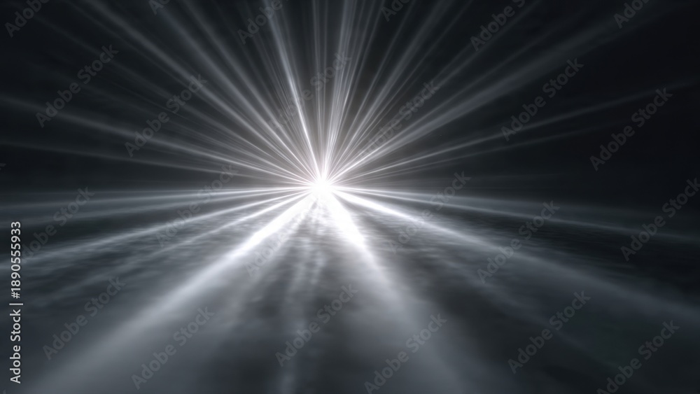 Fototapeta premium Light Rays Shining in Dark Space