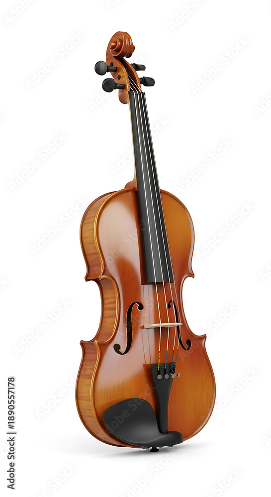 Fototapeta premium Violin on White Background – Musical Instrument