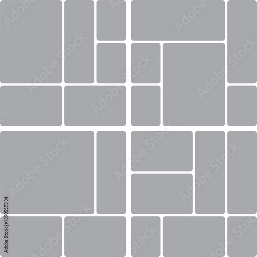 Bento grid abstract collage template with rounded rectangles and grid layout vector