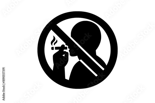 Universal prohibition symbol for smoking cigarettes or cigars in smoke-free zones