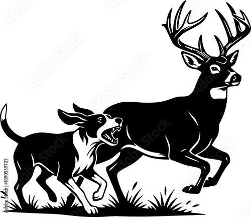 Dog Hunting Whitetail Deer Svg 