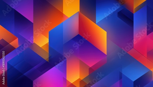 Wallpaper Mural abstract vector shapes in bold colors incorporates shades of orange, blue, purple, pink, and red, creating a vibrant color scheme Generative AI Torontodigital.ca