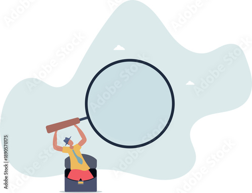 Search, discover, analyze report or specialist investigate and research for insight information concept.life and employment of people.