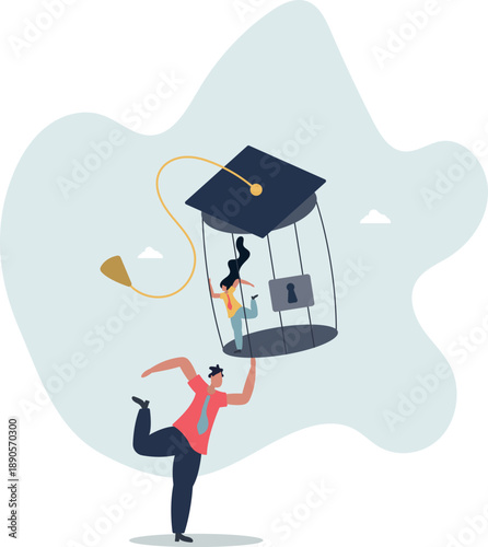 Student loan debt, money trap that graduated have to payback huge amount of money, expensive cost for education concept.life and employment of people.