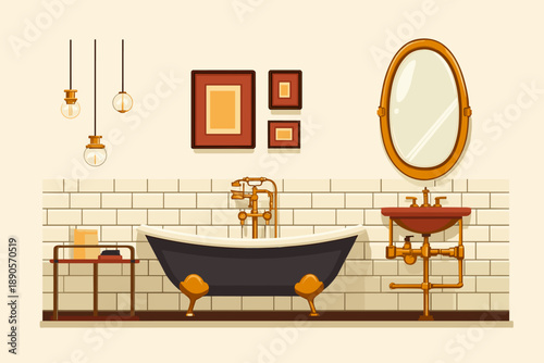 Elegant Vintage Bathroom Design with Bathtub and Decorative Elements