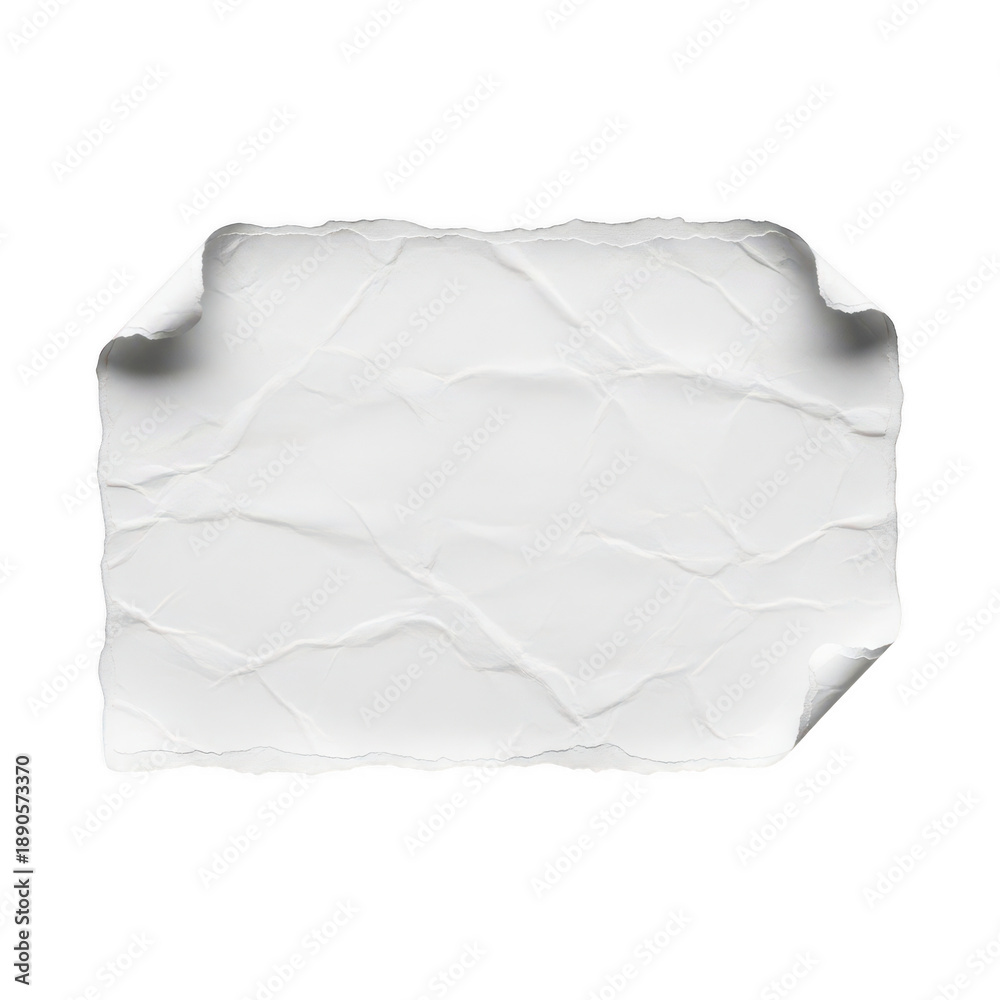 Obraz premium Crinkled white paper isolated on transparent background