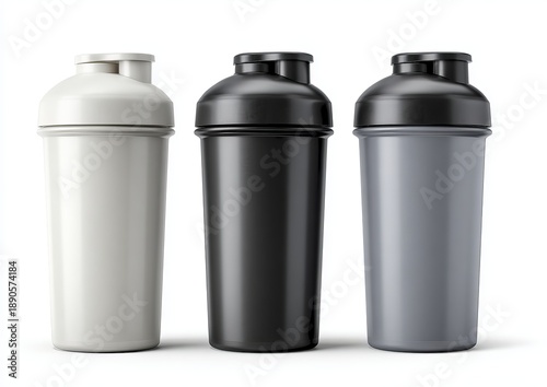 Wallpaper Mural Three Shaker Bottles White Black Grey Isolated protein shake Torontodigital.ca