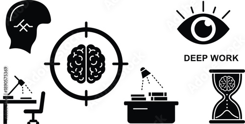 Focus & Deep Work Productivity Icons