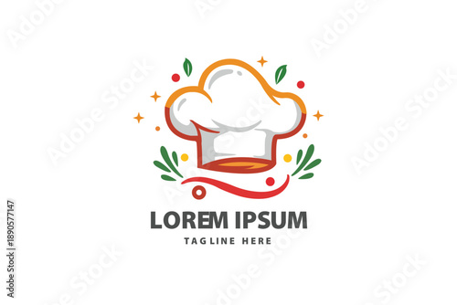 Creative Bakery Chef Hat With Flour Grains Vector logo template
