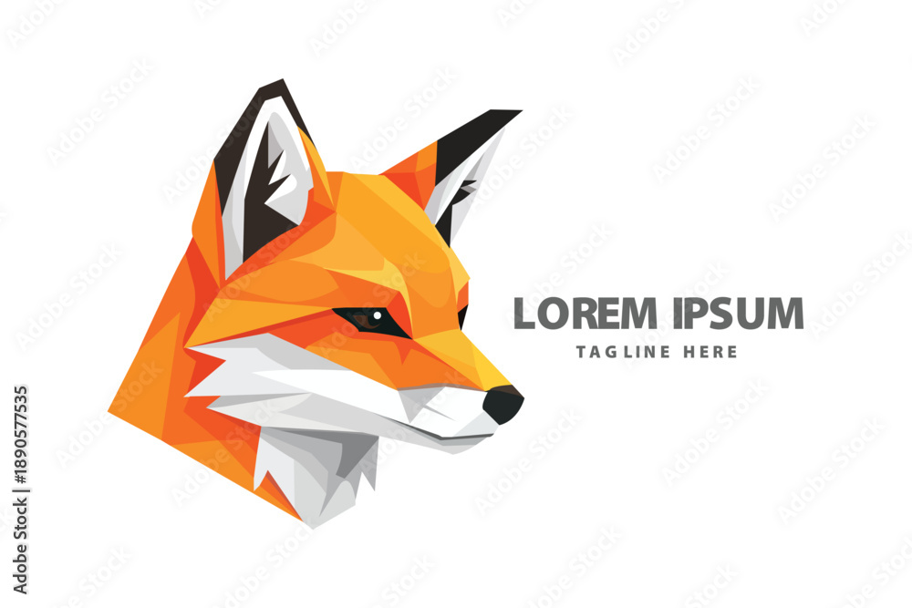 Obraz premium Sleek Low Poly Fox Head Geometric Animal Portrait Vector logo template