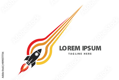 Speedy Rocket Ship Launch With Fast Motion Trail Vector logo template
