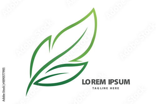 Green Leaf Swoosh Eco Nature Bio Organic Identity Vector logo template