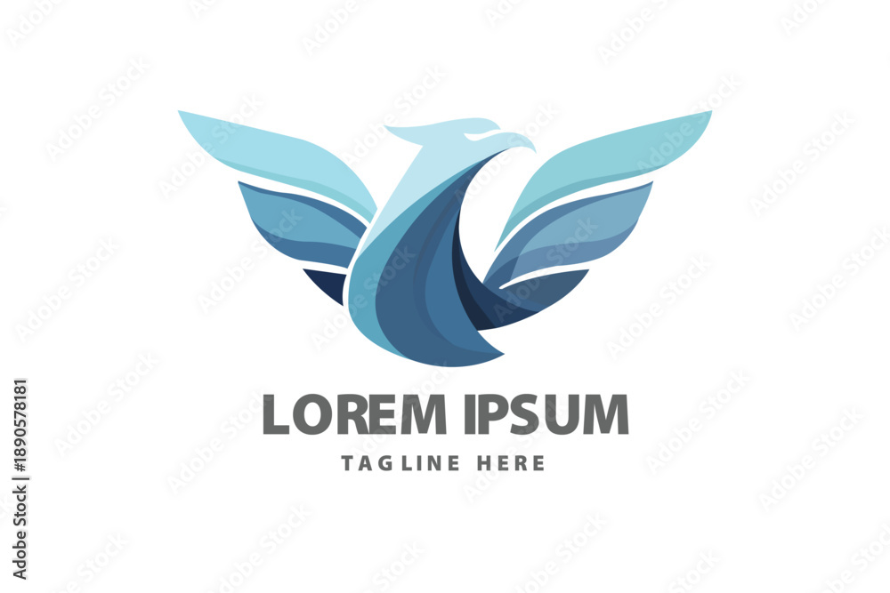 Fototapeta premium Majestic Phoenix Blue Eagle Bird Spread Wings Flight Vector logo template
