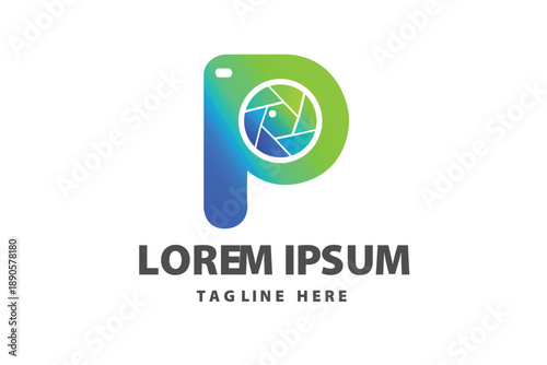 Free Download Letter P Photography Camera Lens Shutter Aperture Design Vector logo template - GFXLoad