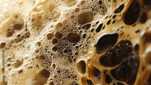 Wallpaper Mural Extreme close-up of coffee bubbles and foamy surface in warm tones Torontodigital.ca