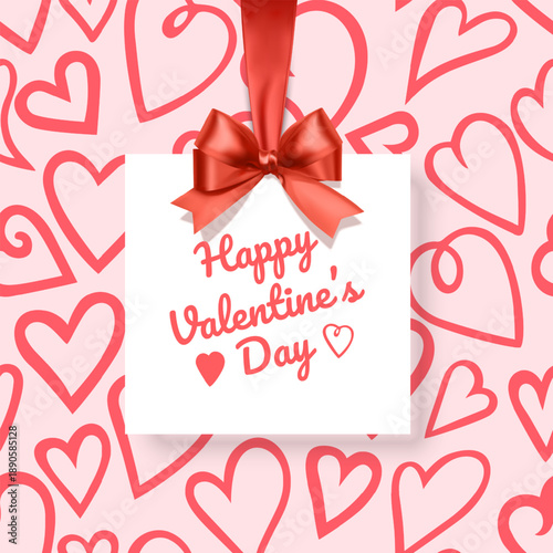 Happy Valentine's Day greeting card, Cute love sale flyer template, poster, label, ad, copy space vector illustration