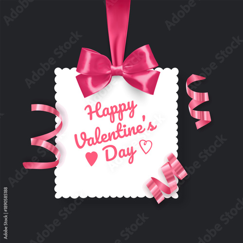 Happy Valentine's Day greeting card, Cute love sale flyer template, poster, label, ad, copy space vector illustration