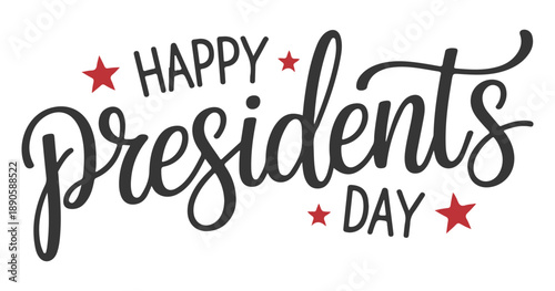 Happy Presidents Day Celebration Text with Red Stars
