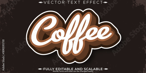 Coffee text effect, editable bean and brown text style