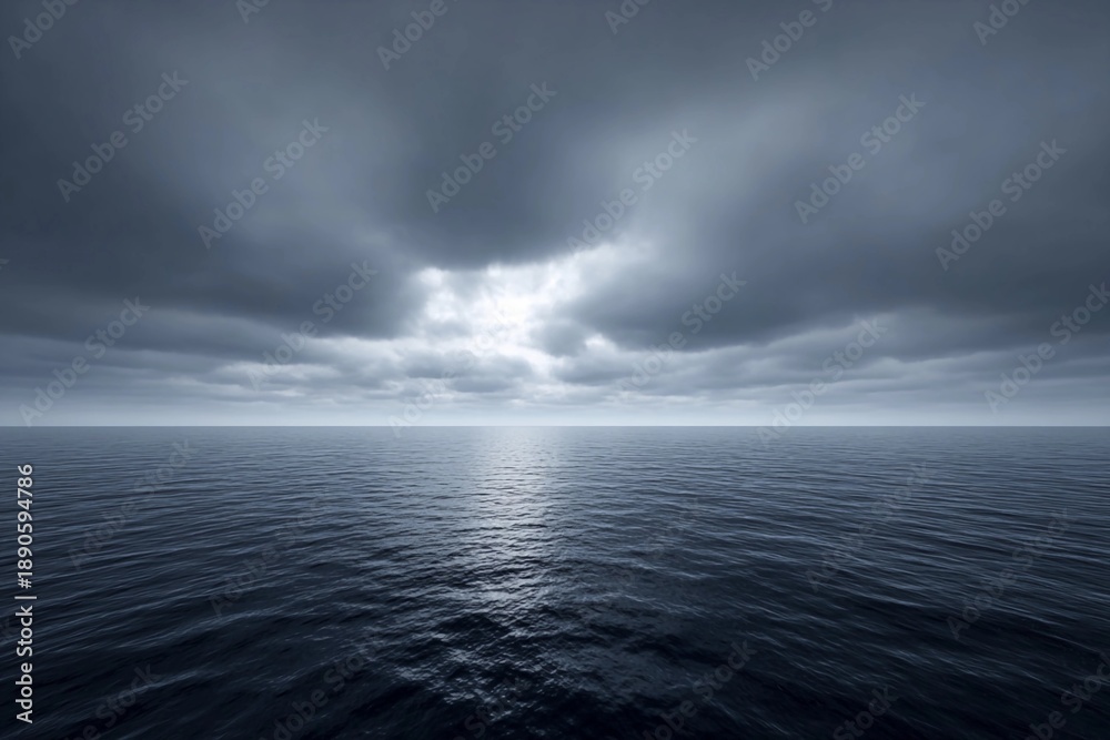 Obraz premium Dark clouds loom over calm ocean waters