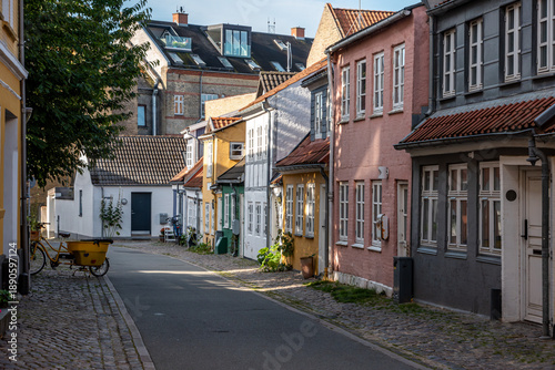 Picturesque small houses at Peder Barkes street in Aalborg