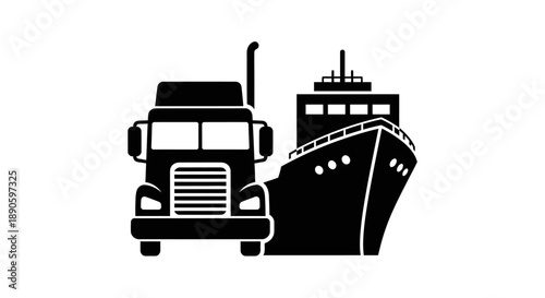 Truck and ship transportation icons.