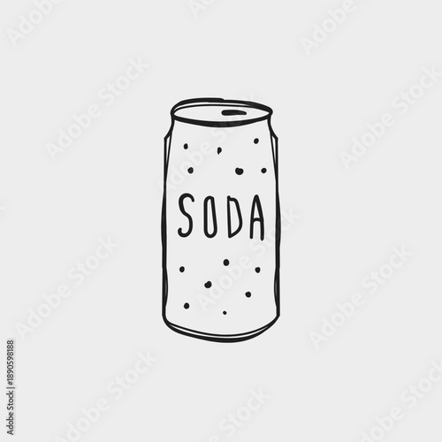 Can with soda label sits on plain background ready for refreshment or enjoyment during meal or snack time in a simple setting