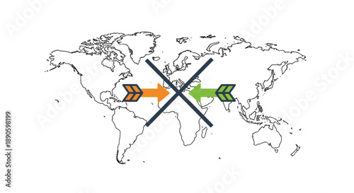 Global connections and travel routes map.