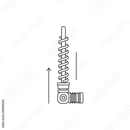 Technical Drawing of Linear Actuator Mechanism: Worm Drive Rod with Helical Coil and 90-Degree Threaded Joint Icon