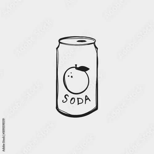 Soda can with orange fruit design and simple label on a white background for a casual drink idea