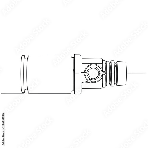 Continuous Line Drawing of a Quick Connect Hydraulic Coupling or Valve Component