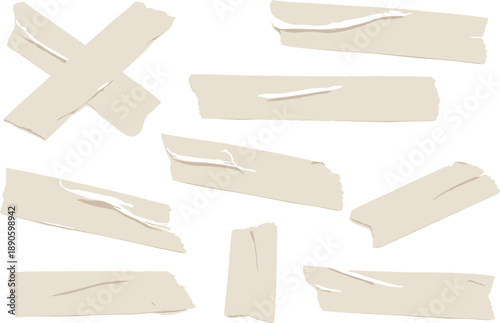 Realistic Adhesive Tape Set Isolated on Transparent Background for Collage and Design