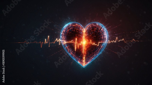 Heart Health Medical Concept with Glowing Pulse