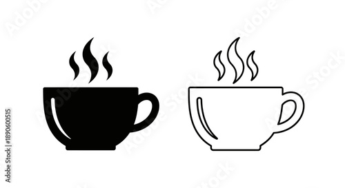Steaming coffee cup icons set