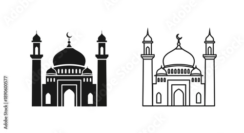 Islamic mosque architecture black and white design