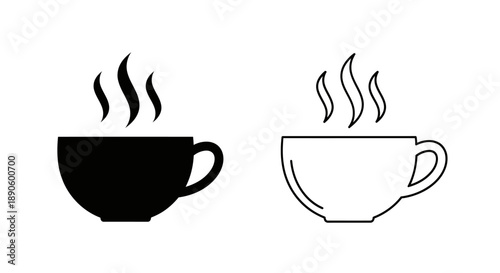 Steaming coffee cup icons set