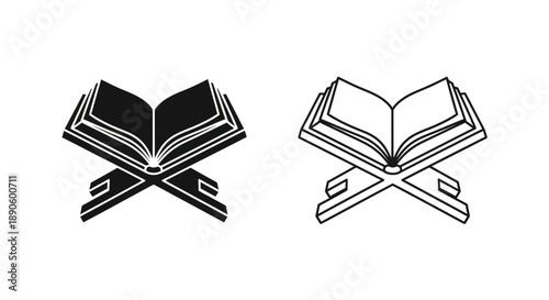 Islamic book quran symbol crossed sword design