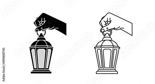 Vintage lamp illustration crown lighting design