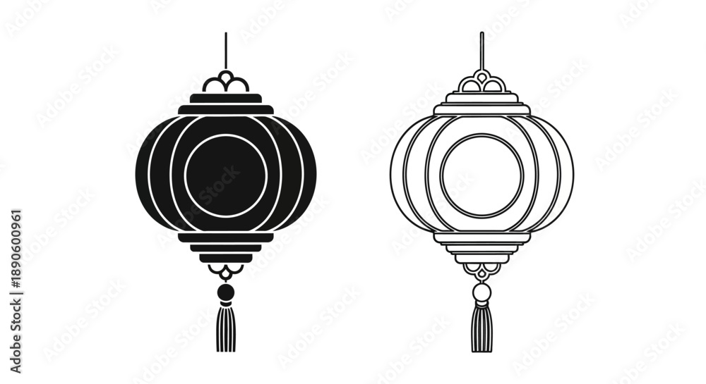 Naklejka premium Chinese lanterns vector illustration