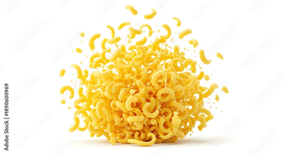 Obraz premium macaroni pasta flying through air in a chaotic pile